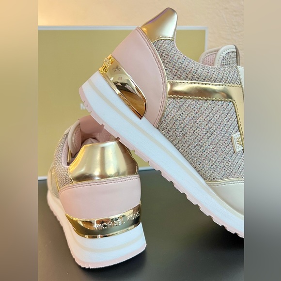 Michael Kors Maddy Leather and Glitter Chain-Mesh Trainer - Size 10 - Picture 4 of 7